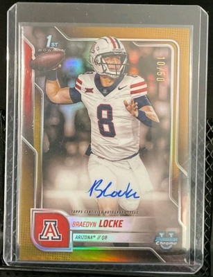 BRAEDYN LOCKE 2025 BOWMAN UNIVERSITY CHROME GOLD VARIATION 1ST AUTO /50