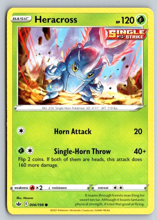 Heracross 006/198 Common Chilling Reign Pokemon Near Mint