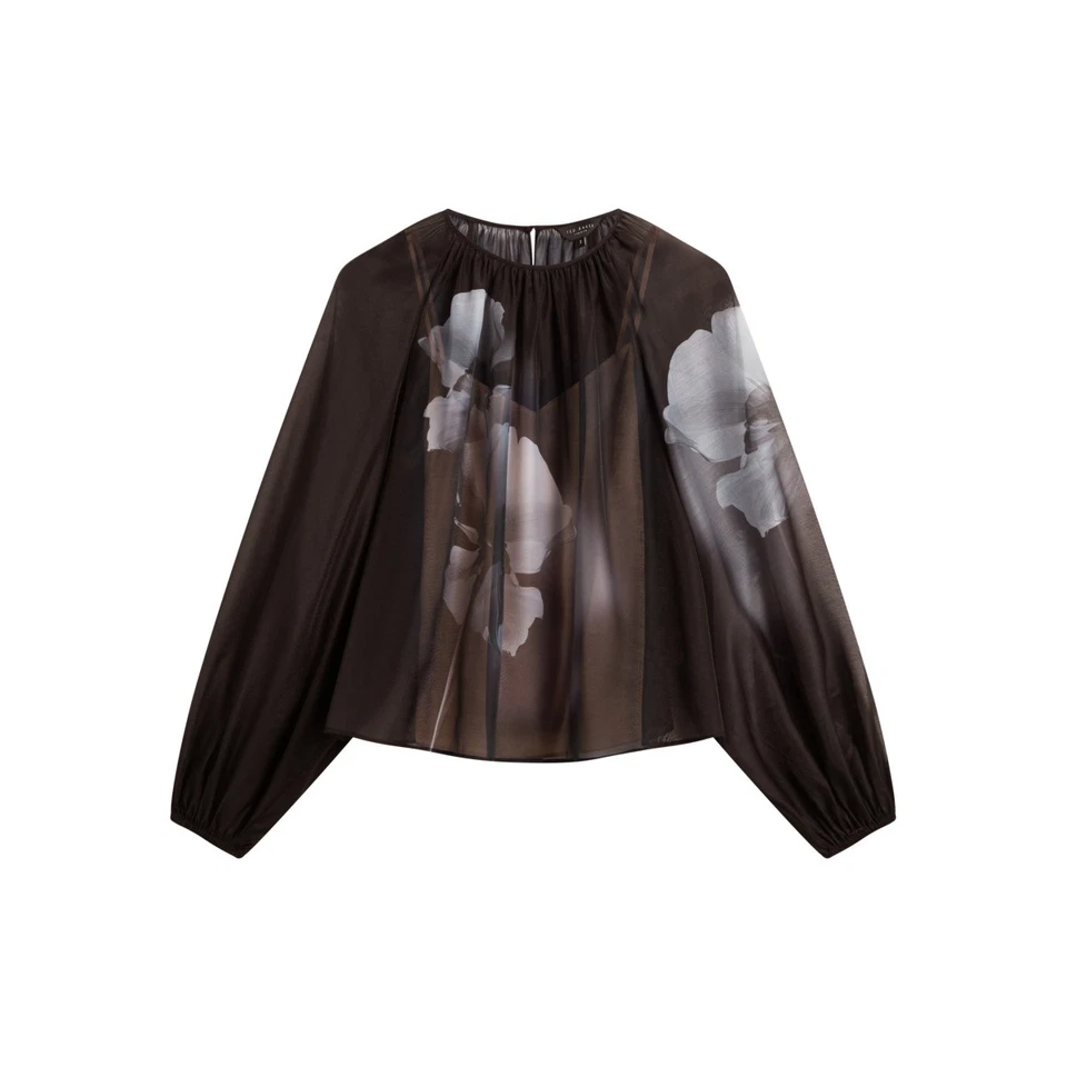 Ted Baker PLAAZA Blouse Femme En Polyester 100% Col Rond Manches Longues - Photo 1/1
