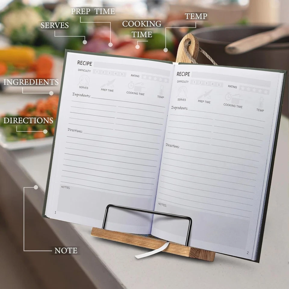 Libro de recetas en blanco perfecto con cubierta impermeable - pulgadas, oliva - verde  Foto 4 de 4
