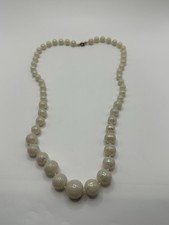 Vintage Iridescent White Plastic Graduated Beaded Necklace 20  