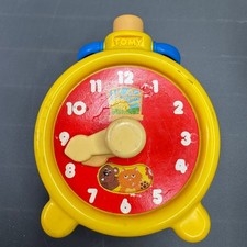 Tomy Preschool Clock 1985 Vintage Yellow Blue Plastic Toy Toddler Twist  Click