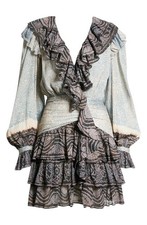 Ulla Johnson Women's Sara Metallic Lurex Long Sleeve Dress, Moonstone