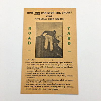 New York Central System Know The Cause Stop The Cause November 1945 Hand Brakes