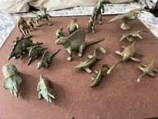 19 BRONZE OR METAL DINOSAURS SRG 1947 FANTASTIC SHAPE BRONTOSAURUS DIMETRODON