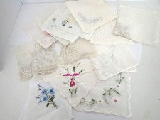 Lot Of 16 Vintage Embroidered Handkerchiefs Hankies Lace Floral Cutout