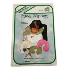 SewBaby Sewing Pattern F853 Travel Nappers Travel Neck Pillow Animal Styles Cat