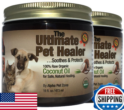 ALPHA PET ZONE Organic Coconut Oil for Dogs & Cats Skin and Coat, 32 oz, Natural