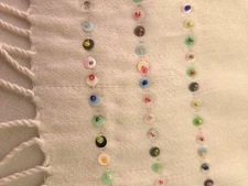 Creamy Rayon Shawl Wrap Scarf  66" X 23" NEW Soft w/ fringe & sequin/beaded trim