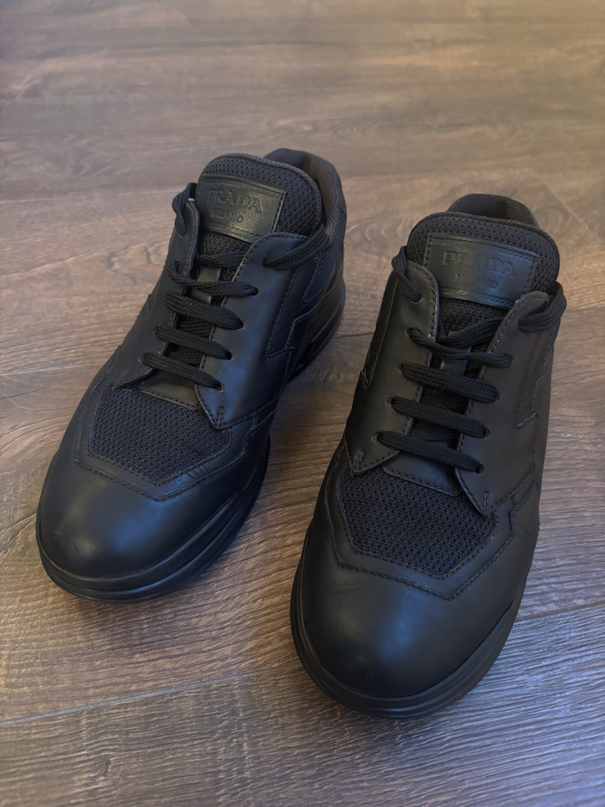 Prada Polarius Womens Sneakers Size 37.5 White Fashion Running Shoes