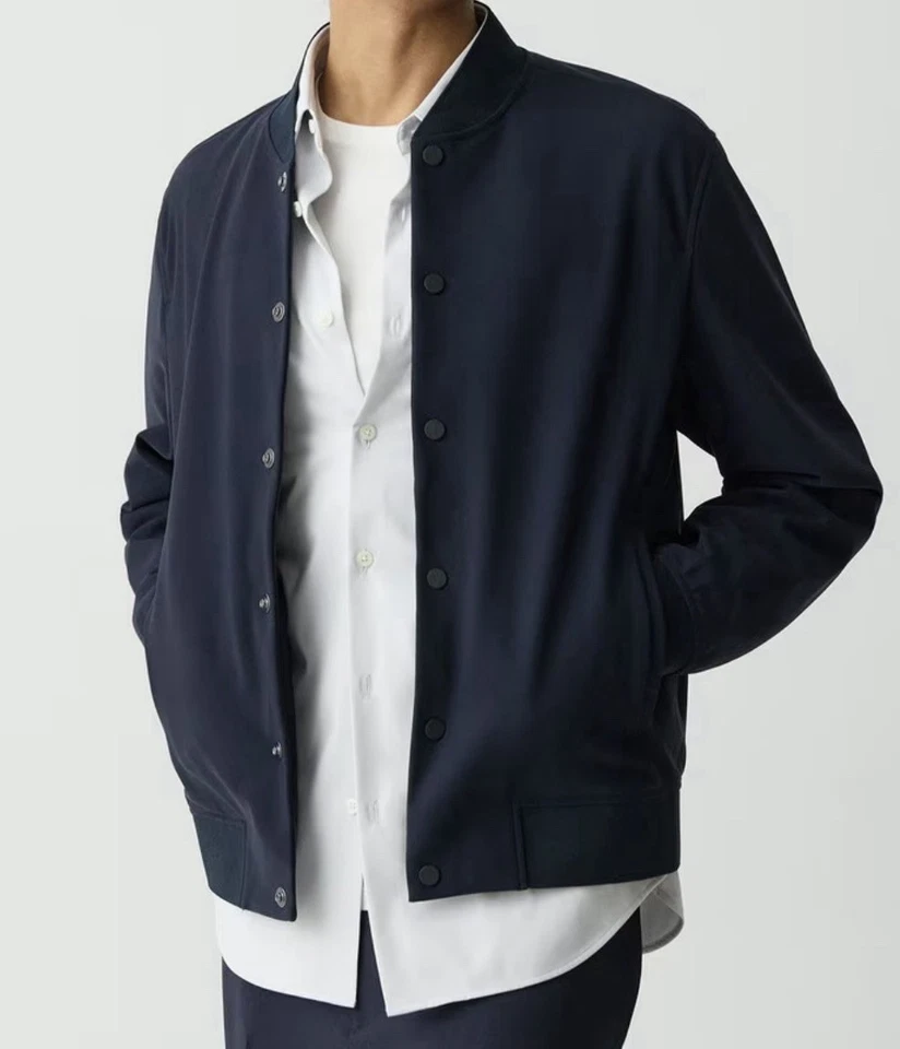 THEORY Men's Murphy Bomber Jacket in Precision Ponte, Baltic (Navy), Size L - Image 3 of 4