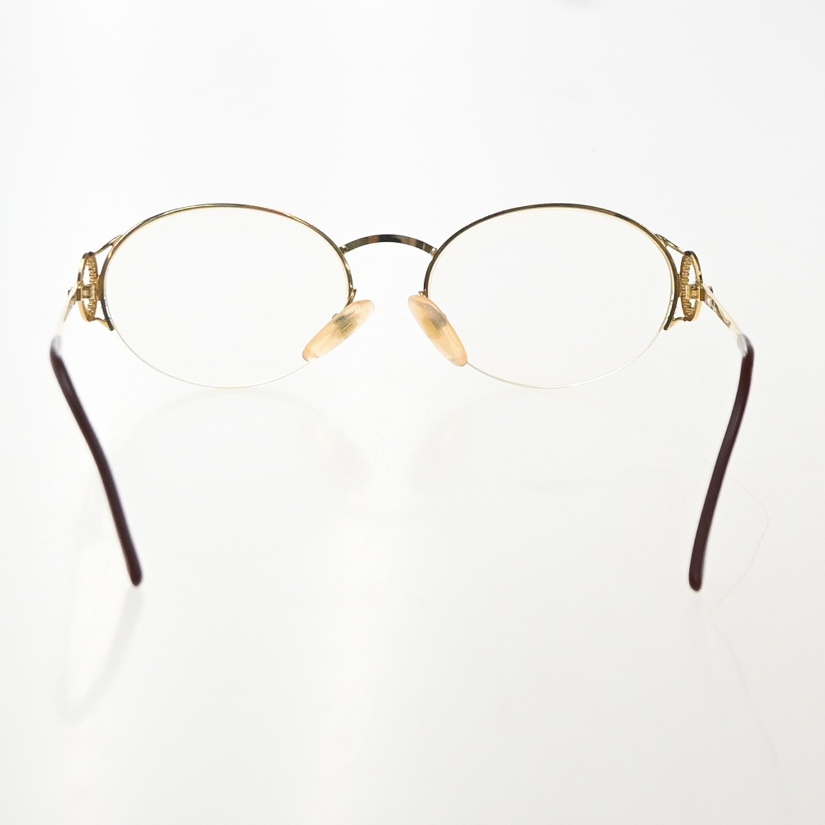 CHRISTIAN DIOR Logo Reading Glasses Eye Wear Metal Plastic Gold