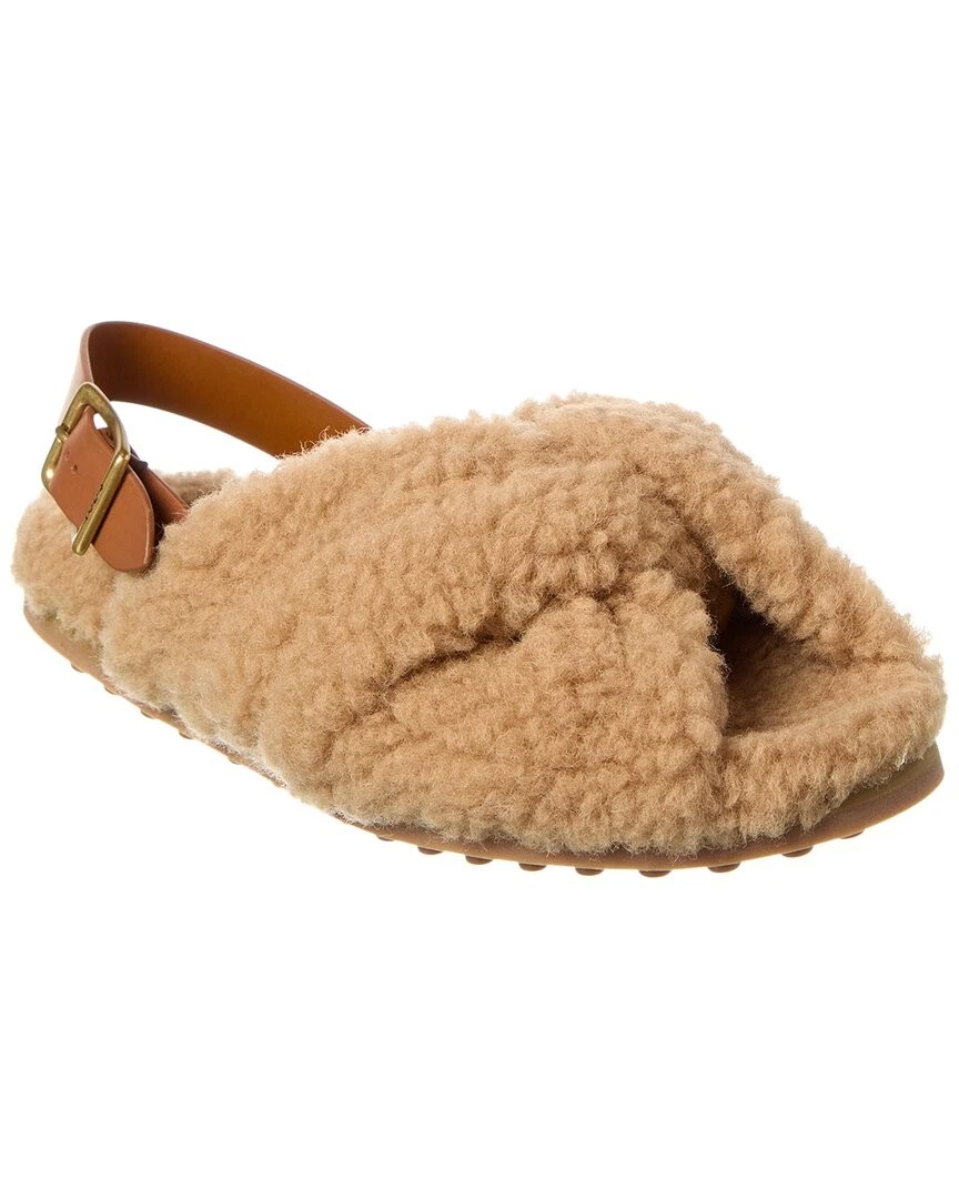 TOD’S Tod'S sandalo donna in shearling e pelle marrone 35