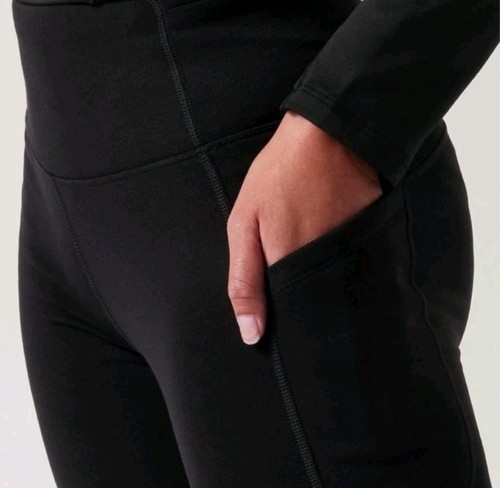 Athleta Girl Altitude Stash Tight Polartec Powerstretch Black Leggings! L/12 - Picture 4 of 6