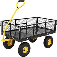 Heavy Duty Garden Cart Wagon 900lbs 2-in-1 Utility Yard Cart w/ Removable Sides