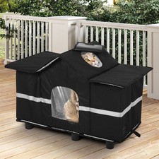 Waterproof Cat House with Roof Window Feral Cat House for Multiple Feral Cats