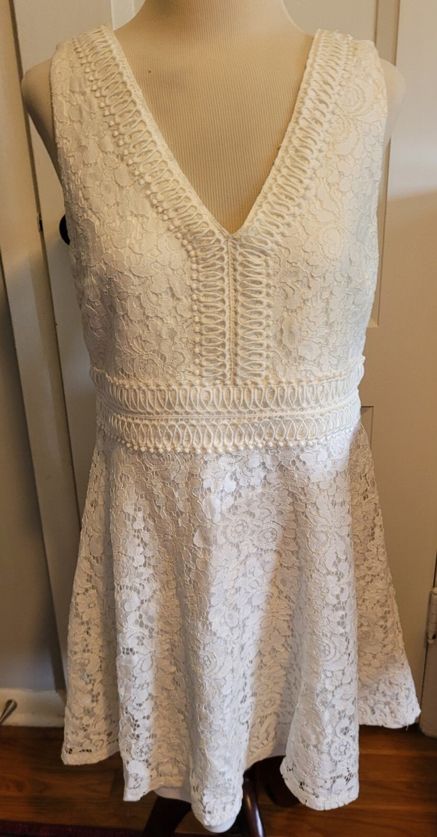 Francescas Lace Fit & Flare Dress sz Large Cream w/ Gold thread Lined sleeveless | eBay Francescas Lace Fit & Flare Dress sz Large Cream w/ Gold thread Lined sleeveless | eBay
