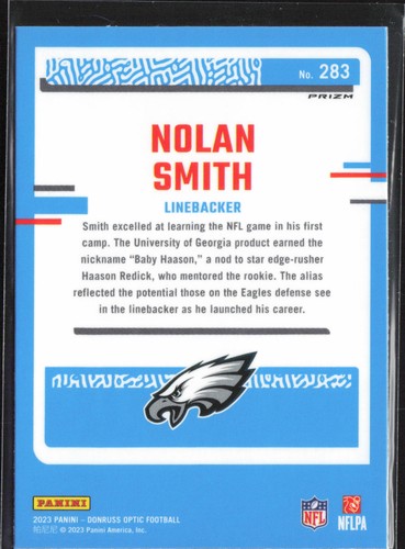 2023 Donruss Optic #283 Nolan Smith Stars - Foto 2 di 2