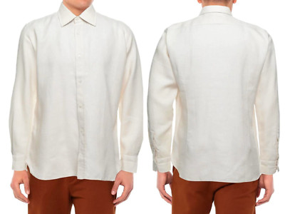 TOM FORD Iconic Luxury Casual Lino Shirt Leinen Hemd Einfarbige Hemden New 44