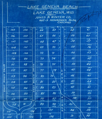 Lake Geneva Wisconsin Plat Maps (2) Walworth County History Lot Prices 1940s
