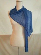Blue Sheer Stripe Wrap Scarf