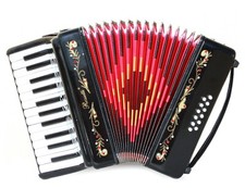 Rossetti 25 Keys 12 Bass Buttons 2512 Piano Accordion - Black  Case, Strap