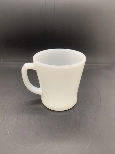 Vintage Anchor Hocking White Coffee Cup Oven Proof D Handle Made USA