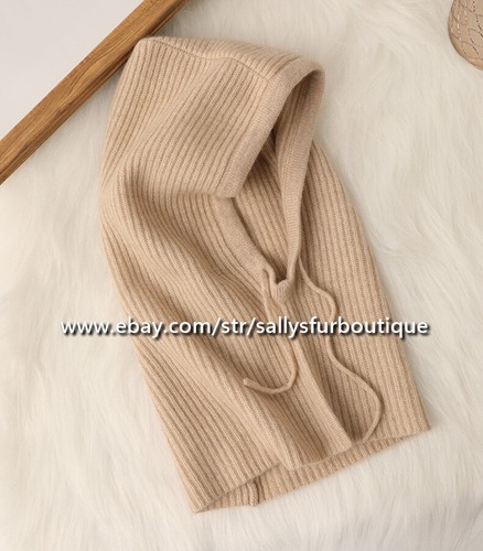 100% Pure Mongolian Cashmere Snood Neck Scarf Stripes Hat Soft Delicate Unisex - Picture 20 of 40