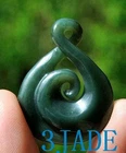 Natural Nephrite Jade Twist Koru Pendant New Zealand Maori Design Necklace