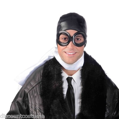 AVIATOR GOGGLES & HELMET AMELIA EARHART RED BARON HAT PILOT HALLOWEEN ACCESSORY