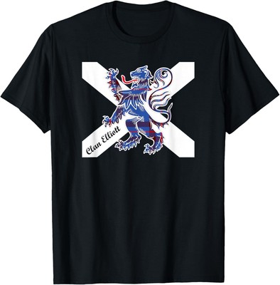 Clan Elliott Lion Blazon Tartan Crest T-Shirt Hoodie