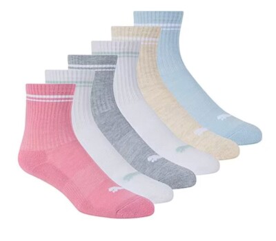 PUMA SOCKS WOMEN'S - LOW CREW 243 - LINE 2 PINK MULTI - SHOE SZ 5-9.5 -  PACK 6 | eBay