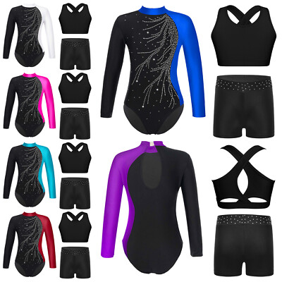 Mädchen Trikot Yoga Tanzbekleidung 3-teilig Mit Shorts Und BH Schwimmen Aktiv