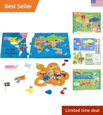 Discover the World: Mapology Educational Puzzle for Kids with Flags  Capitals