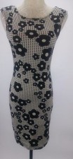 Q Jersey Knit Floral Daisy Polka Dot Strech Bodytcon Dress Size Small (6-8) NEW
