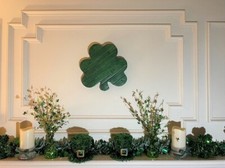 Shamrock St Patrick's Day Modern Rustic Green Wooden Wall Hanging Designer Gift