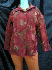 Susan Graver Tapestry Jacquard Jacket Lg Wine Burgundy & M&s Copper Pants Uk18s