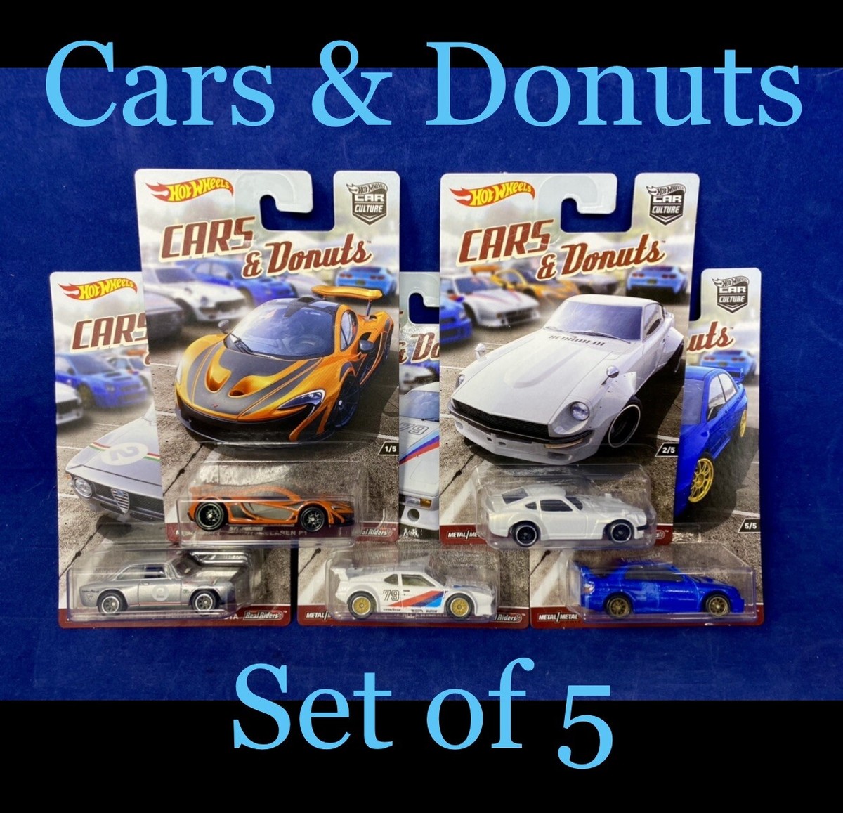 Hot Wheels CARS&Donuts 5台セット Hot Wheels Cars & Donuts Car Culture Set of 5 Subaru BMW 240z