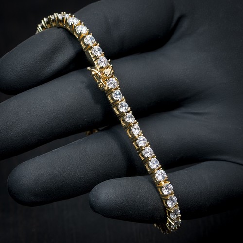 Mens Yellow Gold 5A Cz Stone Iced 