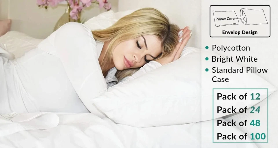 Pillowcases Polycotton Soft, Durable, Easy Care T200 deal for Hotel/Home Bedding - Image 3 of 4