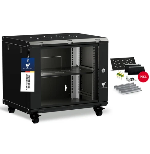 19" Netzwerkschrank Serverschrank Server-Racks 9U Schwarz 600x450x474 + Zubehör