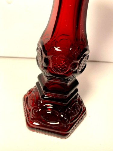 VINTAGE AVON 1876 DEEP RUBY RED CAPE COD COLLECTION CANDLESTICK - Picture 4 of 12