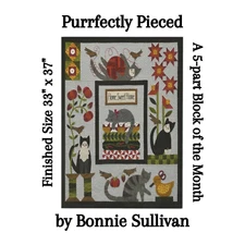 Purrfectly Pieced Wool/Woolies Flannel Applique COMPLETE Quilt Pattern & Buttons