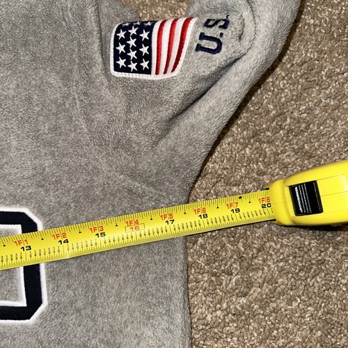 Polo Ralph Lauren 1/4 Zip Fleece Sweatshirt USA Flag Boy’s Sz L Gray - Picture 5 of 6