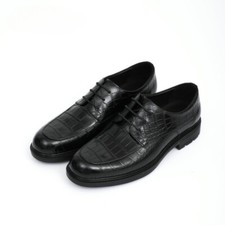 Men Black Cowhide Croco Leather Business Casual Oxford Dress Shoes Men Formal