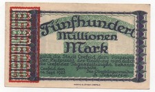 GERMANY CREFELD 500 MILLIONEN MARK 1923 EMERGENCY MONEY NOTGELD LOOK SCANS