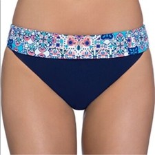 Costume da bagno bikini nuovo con etichette Profile by Gottex blu a fascia fondo 10