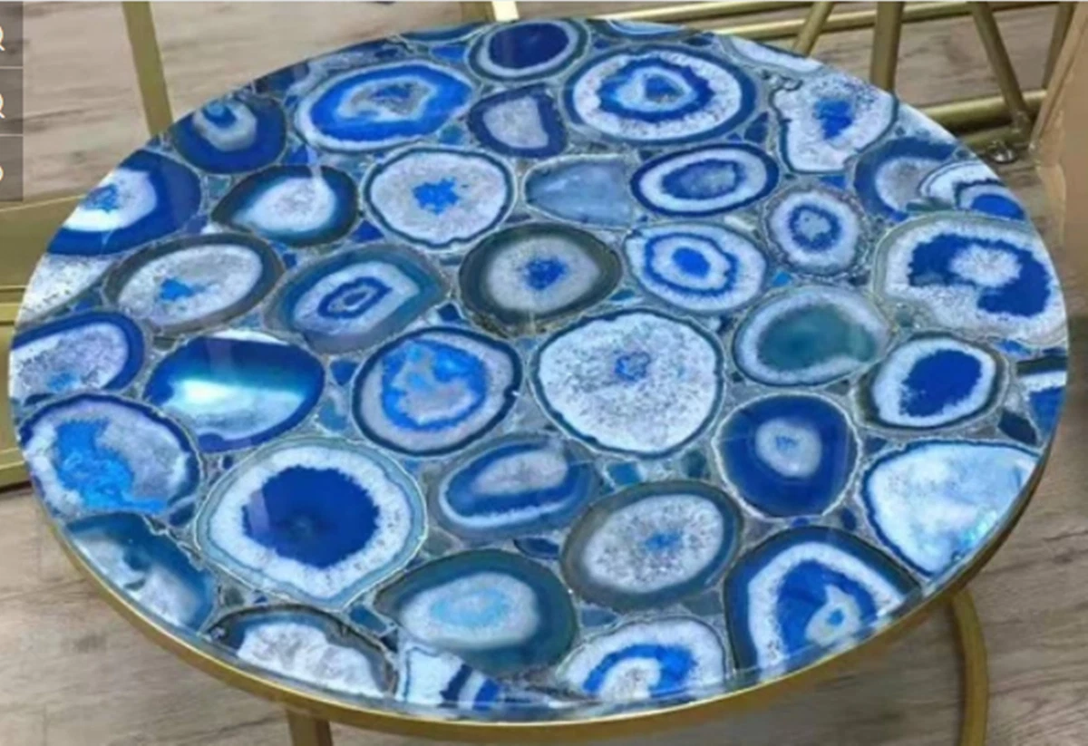 Blue stone side table deals