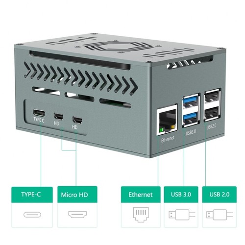 Meshes Aluminum Alloy Metal Case with Cooling Fan Heatsinks for 5 - Photo 4/8