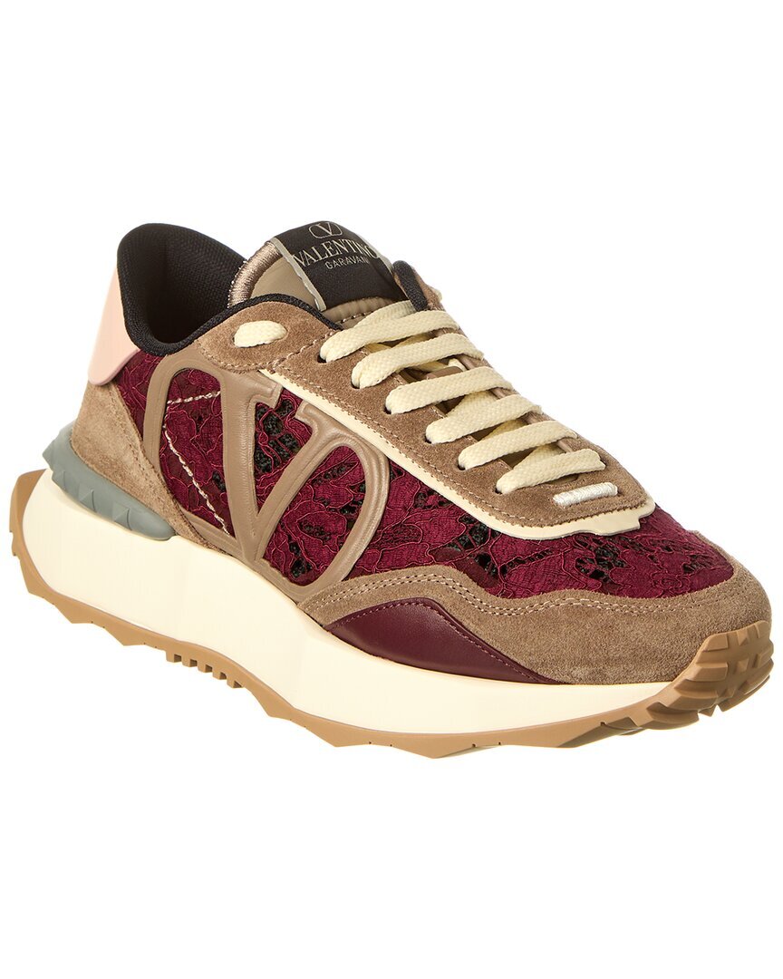 Женские замшевые и кружевные кроссовки Valentino Lace Runner